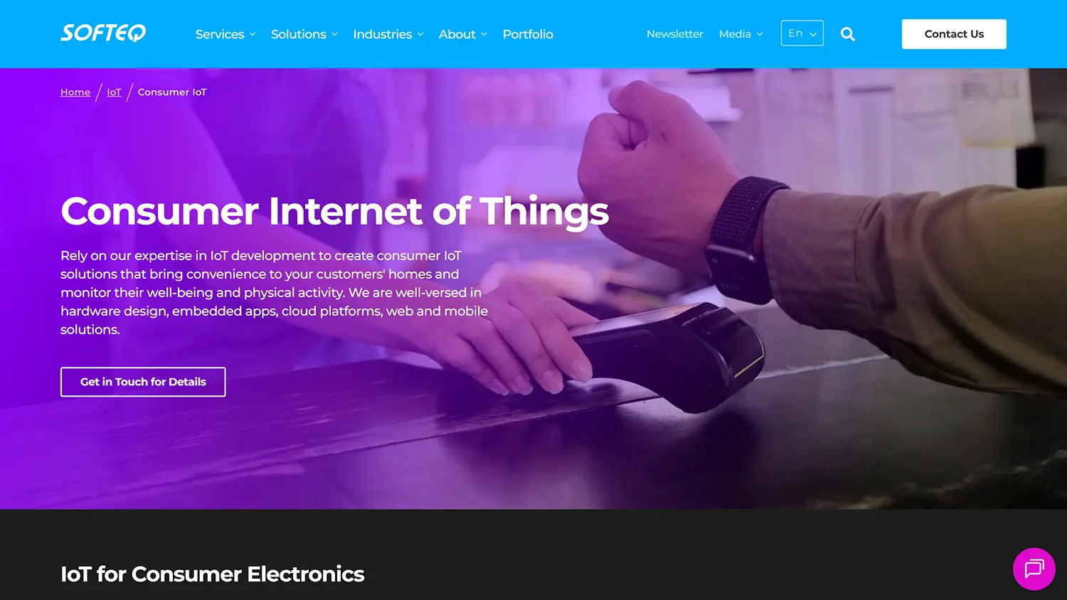 Screenshot of the Softeq website