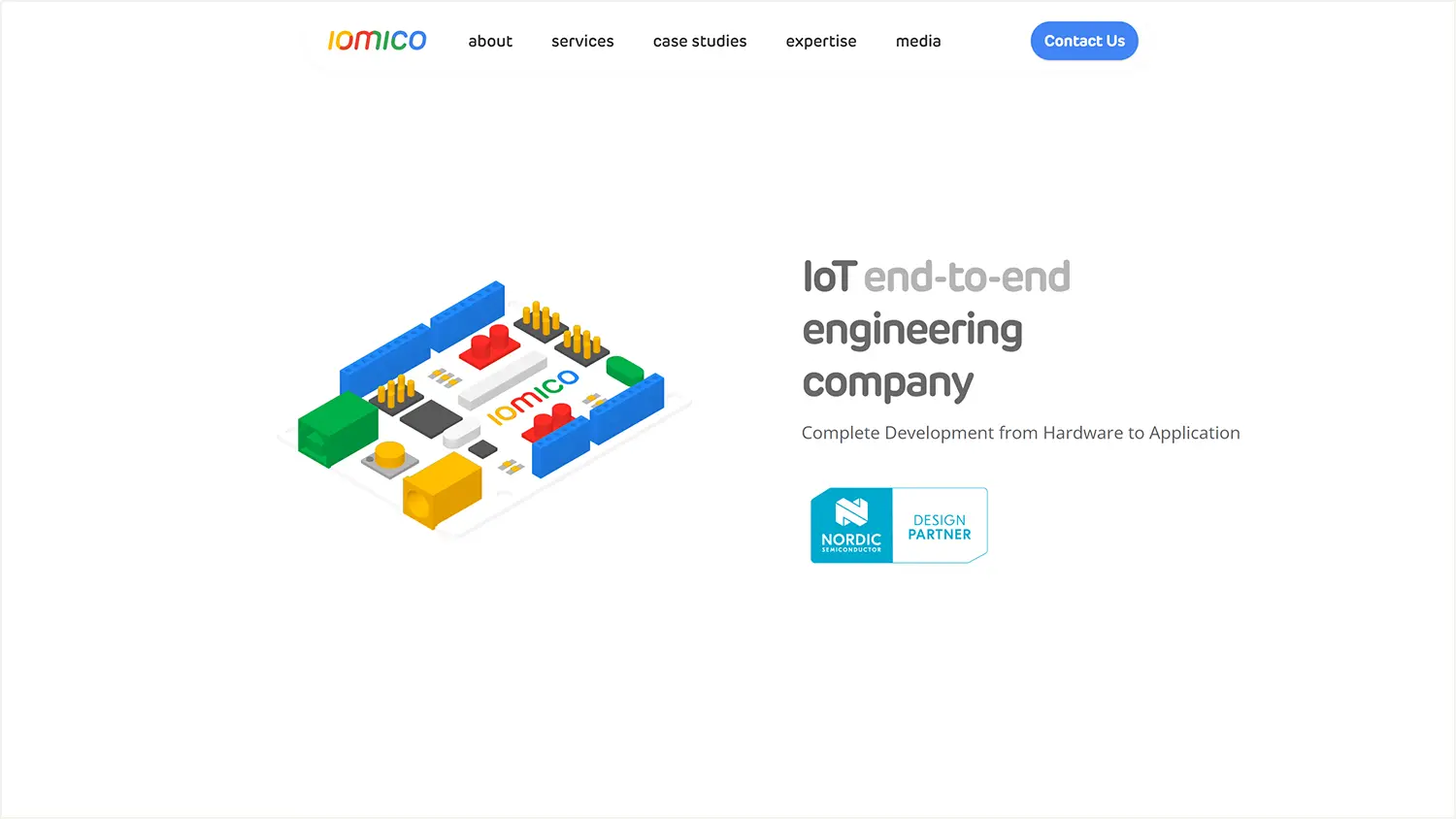 Screenshot of the Iomico website