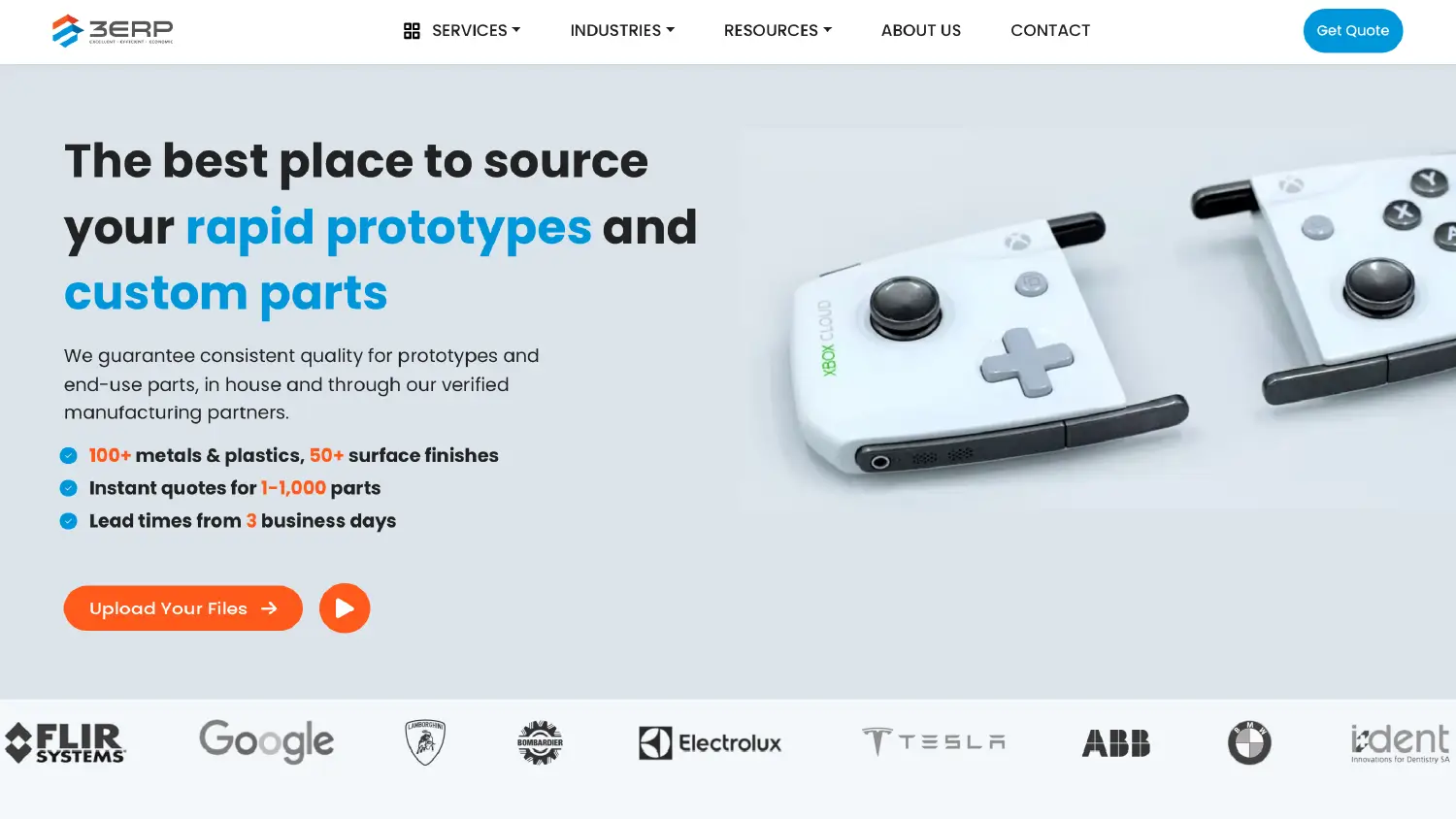 Screenshot from the 3E Rapid Prototyping Limited website.