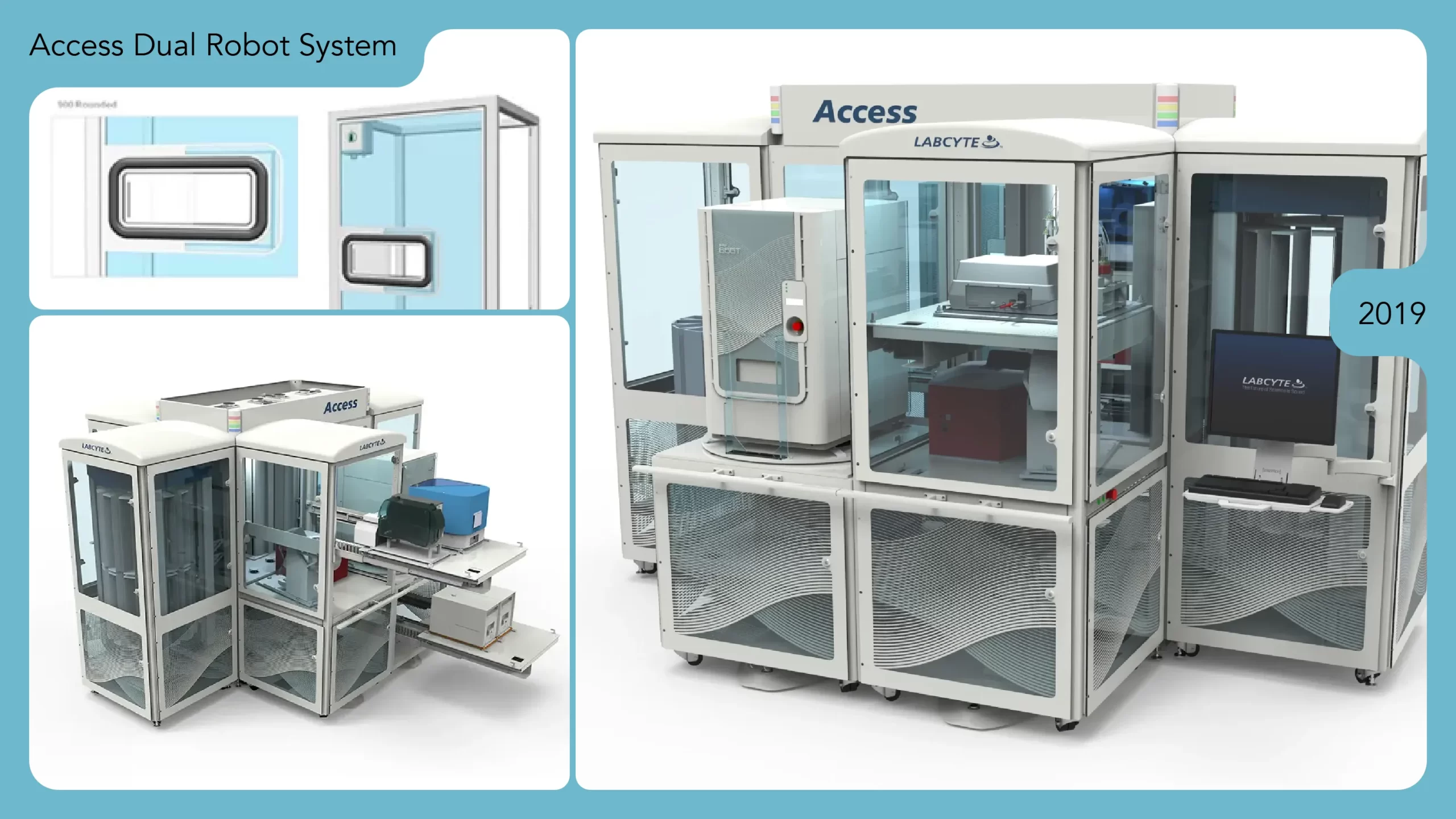 Images of Labcyte’s Access Dual Robot System (DRS) design by StudioRed.