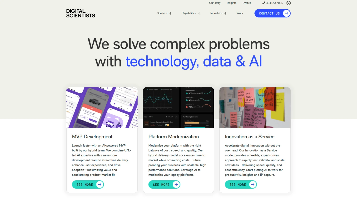 Screenshot from the Digital Scientists website.