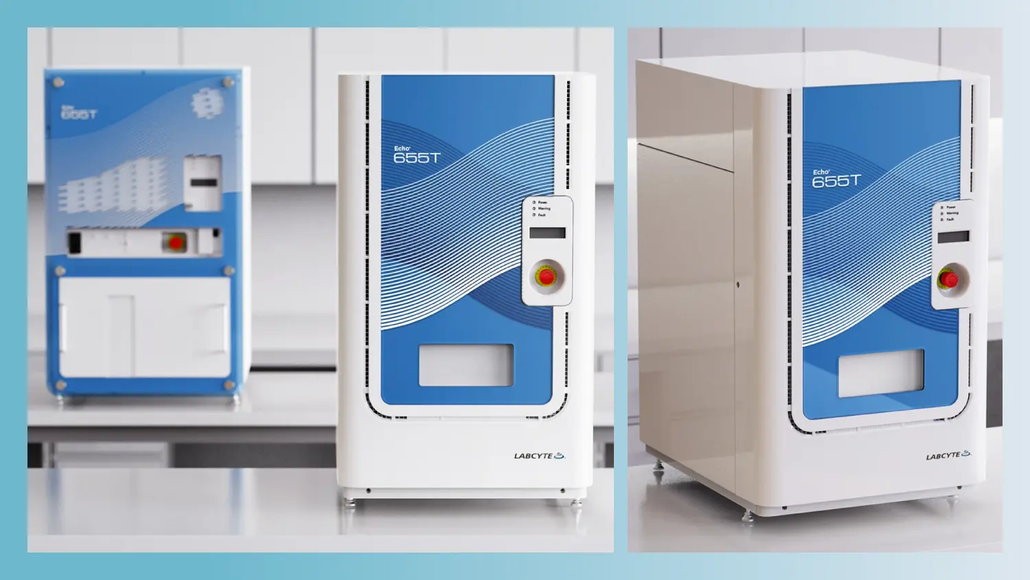 Photo collage of Labcyte Access Dual Robot System (DRS) prototype designed by StudioRed.