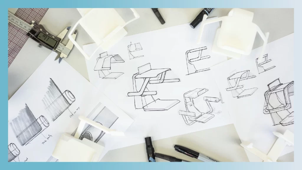 Cad sketches of a 7-Eleven quick checkout design from StudioRed.